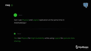 Evolution of Replication in PostgreSQL - Mydbops | PDF