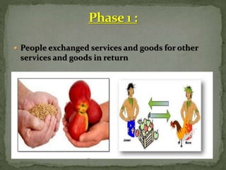  People exchanged services and goods for other
services and goods in return
 