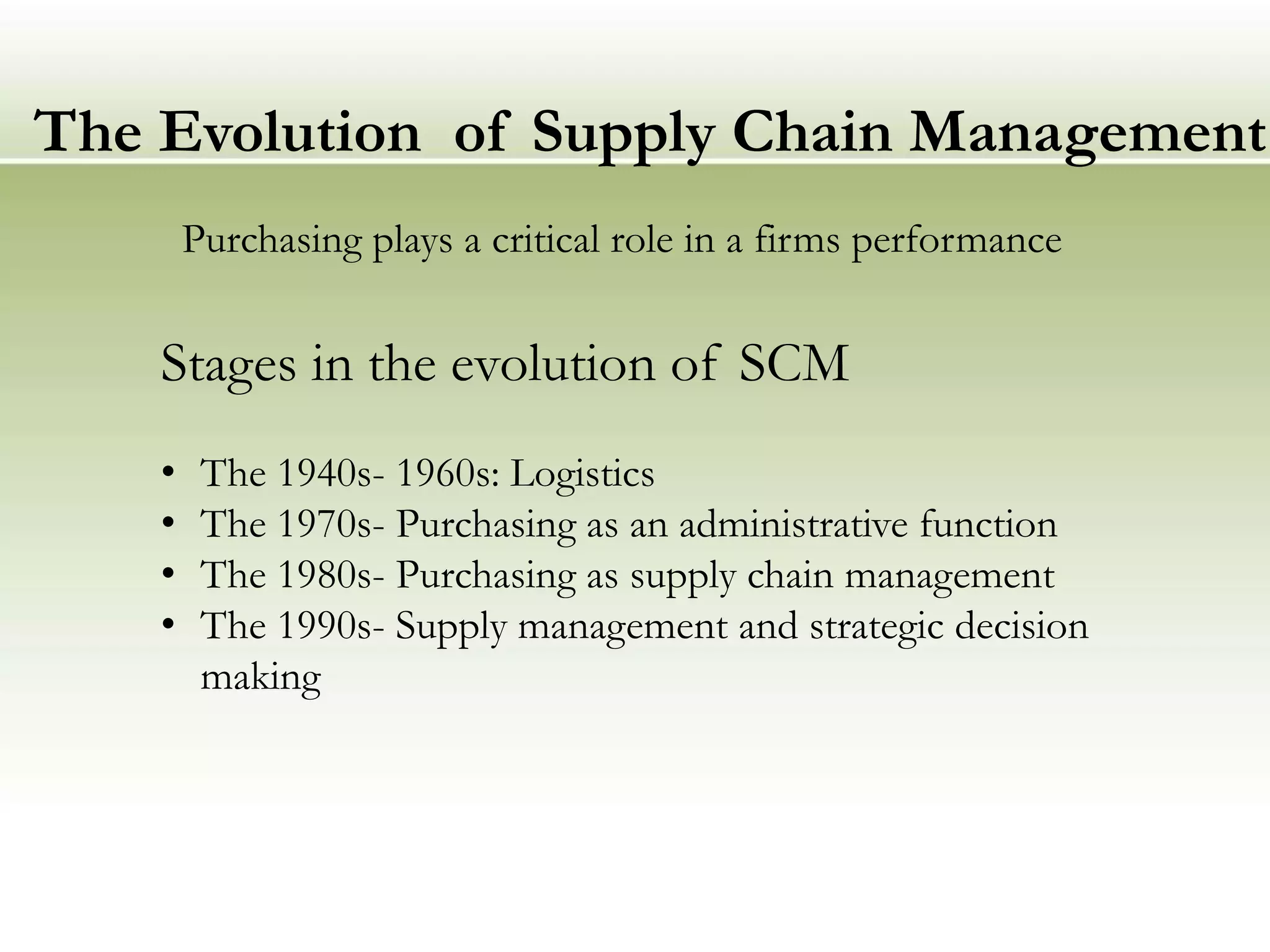 evolution of supply chain management ppt