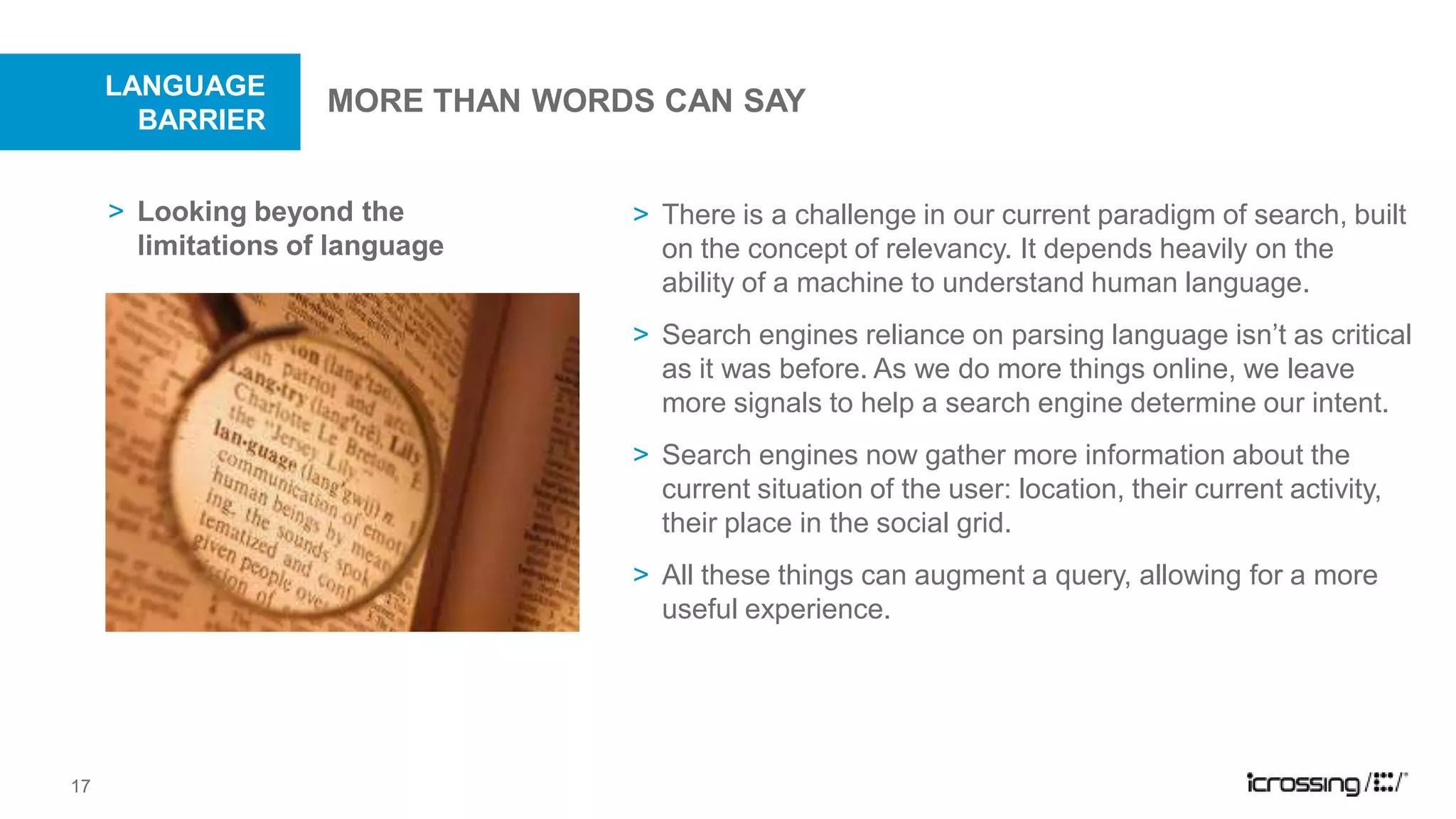 The new approachsearch visibility as an outcome of a connected brand13Factor strengthHigh                   Low