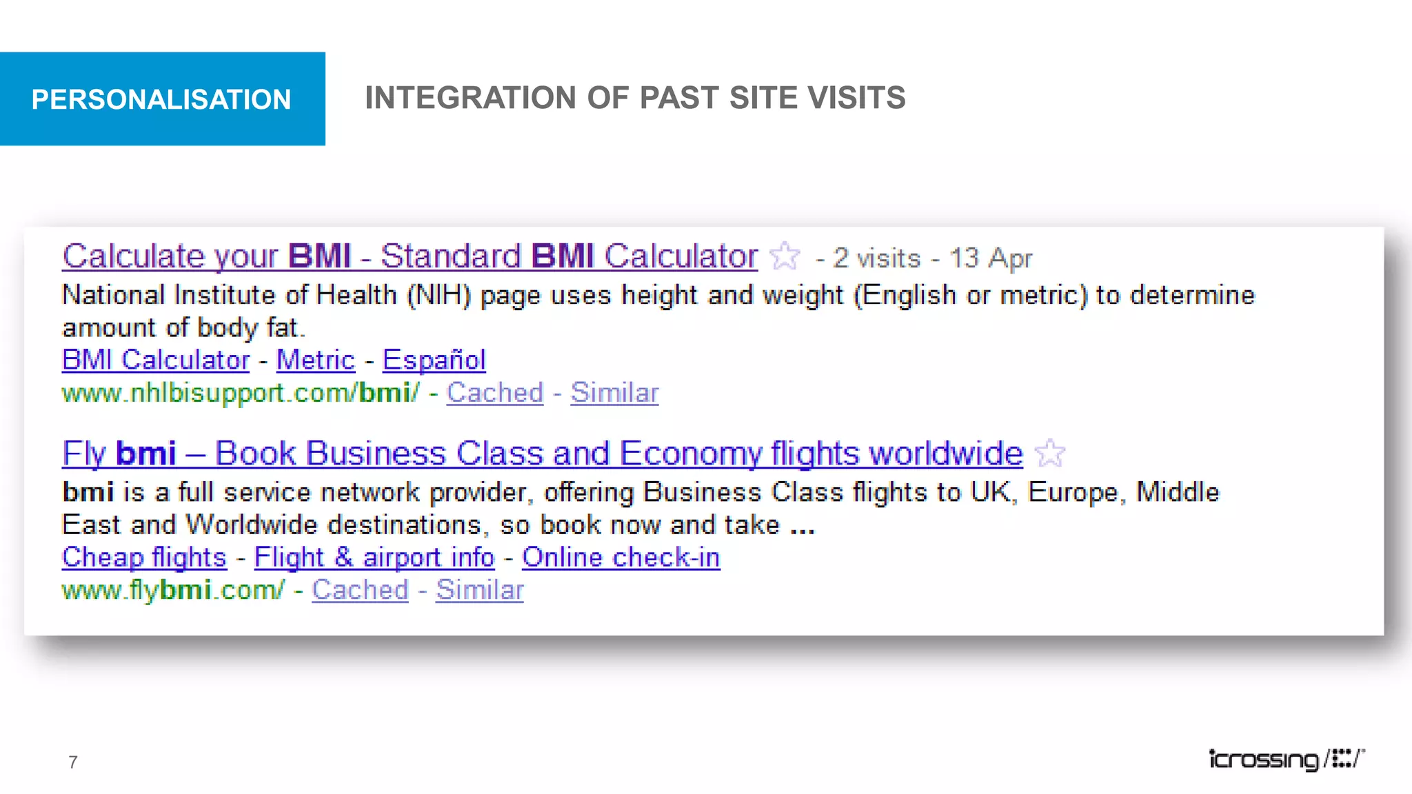 personalisationIntegration of past site visits7