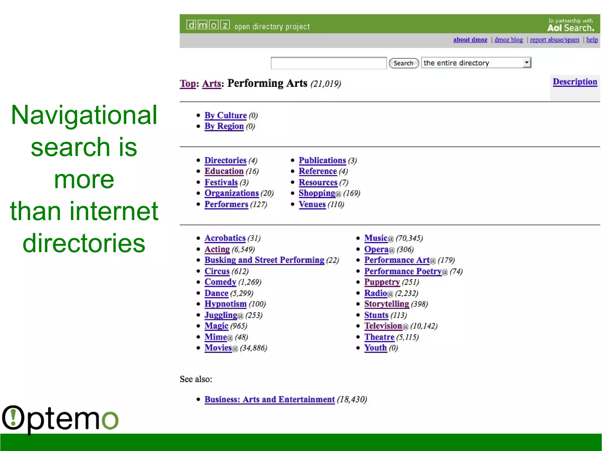 Navigational
search is
more
than internet
directories
 