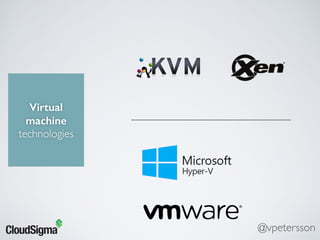 Virtual
machine
technologies
@vpetersson
 