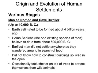 Origin and Evolution of Human Settlements ,[object Object],[object Object],[object Object],[object Object],[object Object],[object Object],[object Object],[object Object]