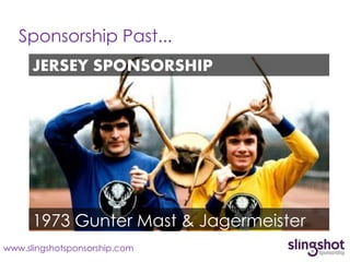 Sponsorship Past...
      JERSEY SPONSORSHIP




      1973 Gunter Mast & Jagermeister
www.slingshotsponsorship.com
 