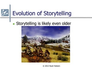 Evolution of Storytelling
n    Storytelling is likely even older




                     © 2012 Noah Falstein
 