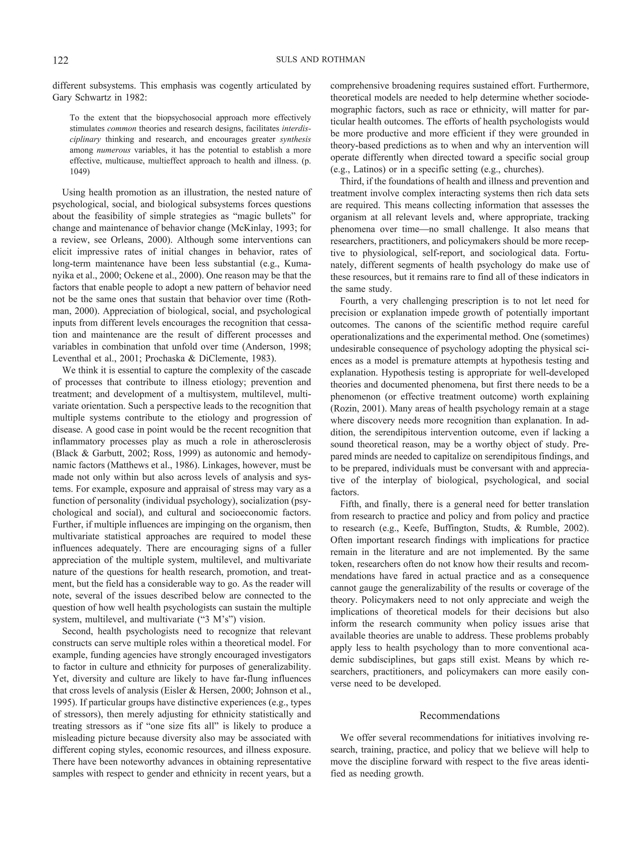 Evolution of the biopsychosocial model: prospects and challenges for ...