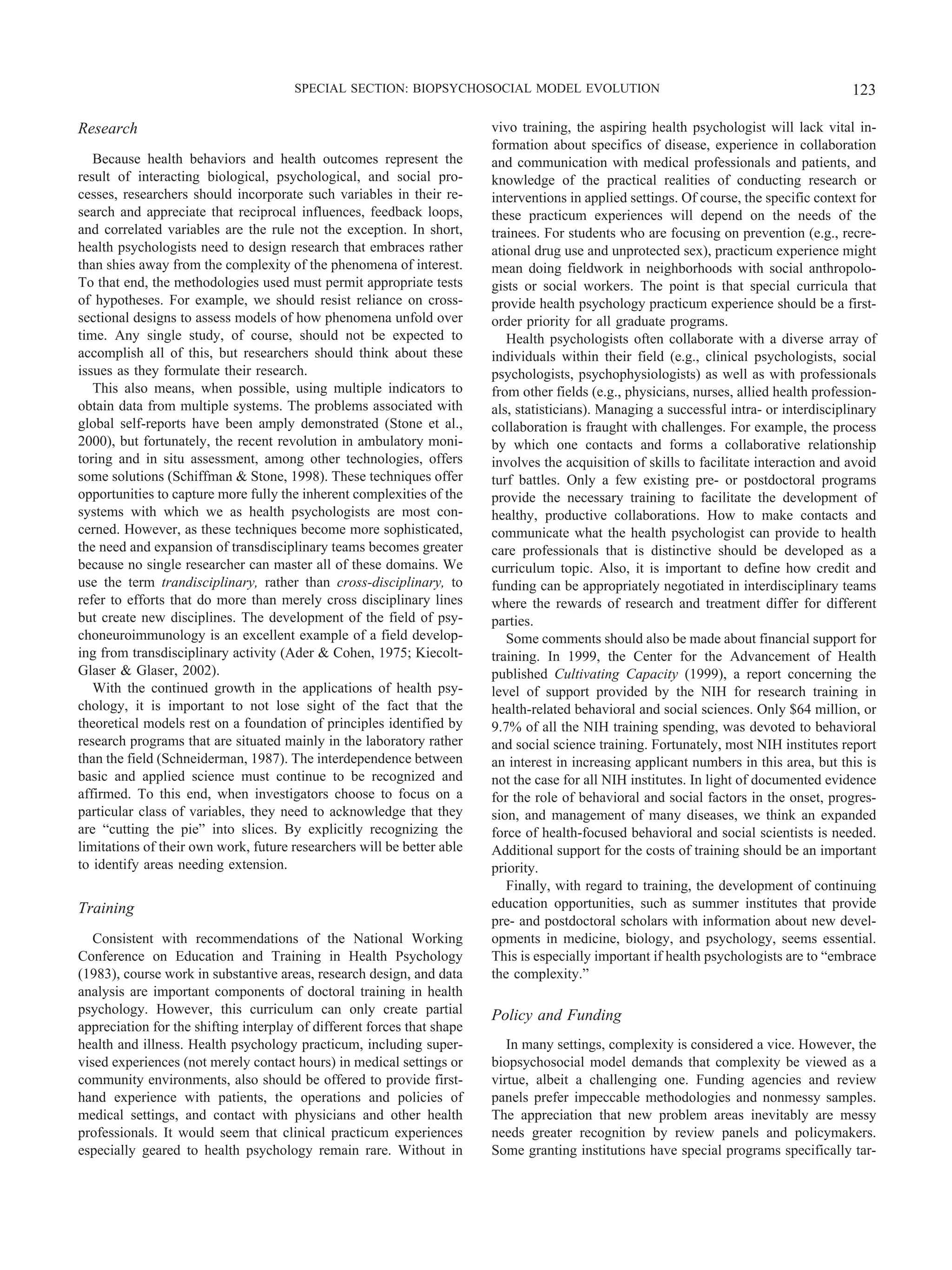 Evolution of the biopsychosocial model: prospects and challenges for ...