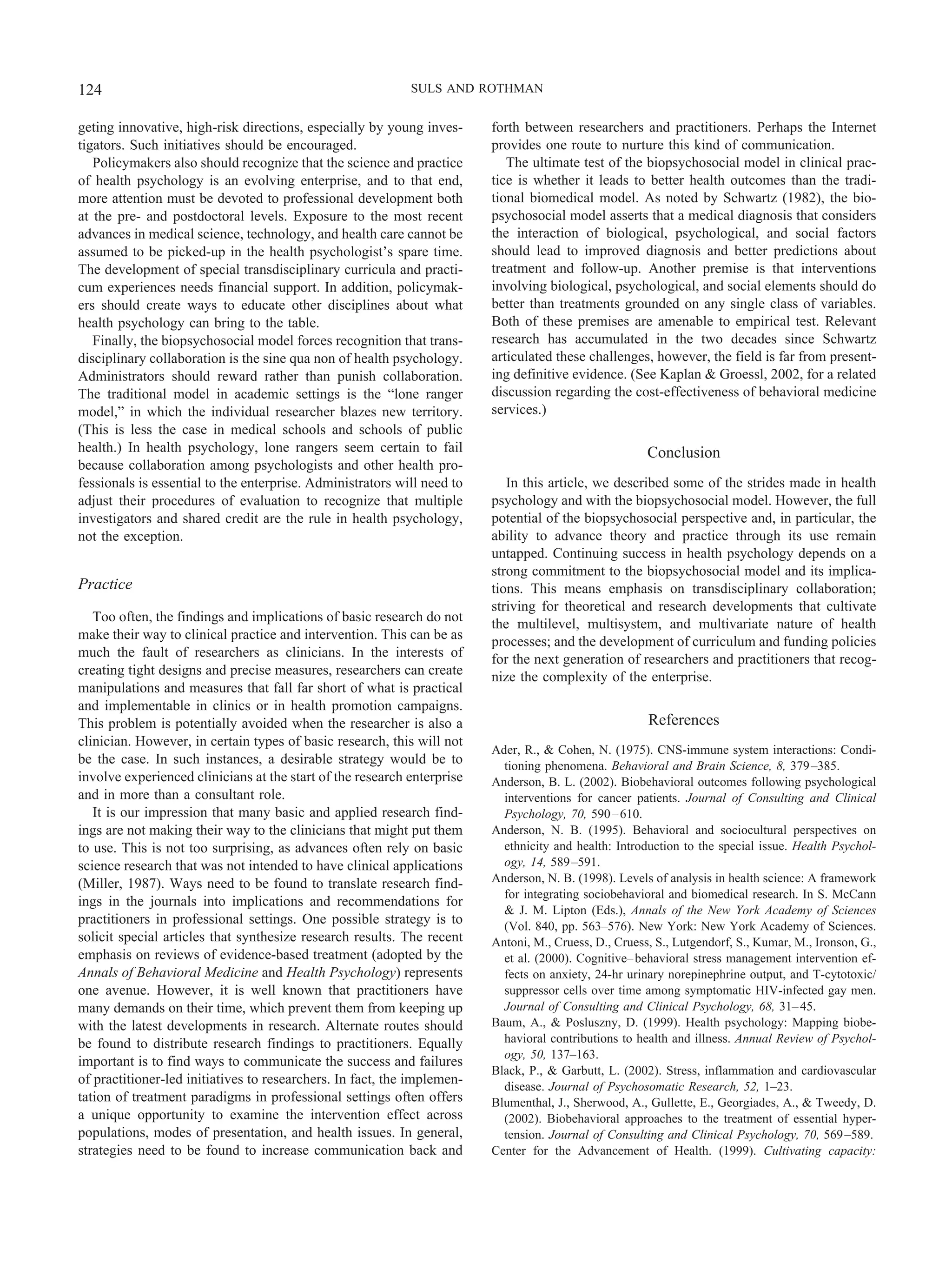 Evolution of the biopsychosocial model: prospects and challenges for ...