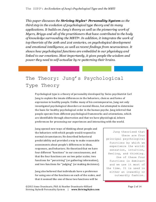 Evolution of the Jung's Typology and the MyersBriggs Type Indicator