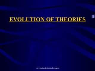 EVOLUTION OF THEORIES

www.indiandentalacademy.com

 