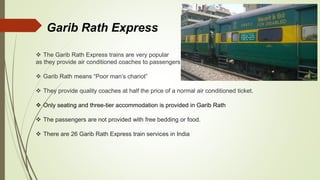 Garib Rath Exp Train Coach Layout Evolution of Rail Transport in India | PPTX