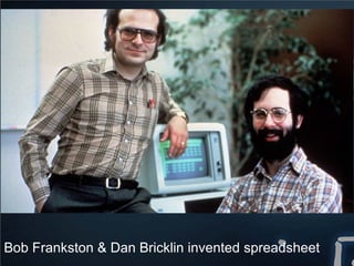 Bob Frankston & Dan Bricklin invented spreadsheet
 