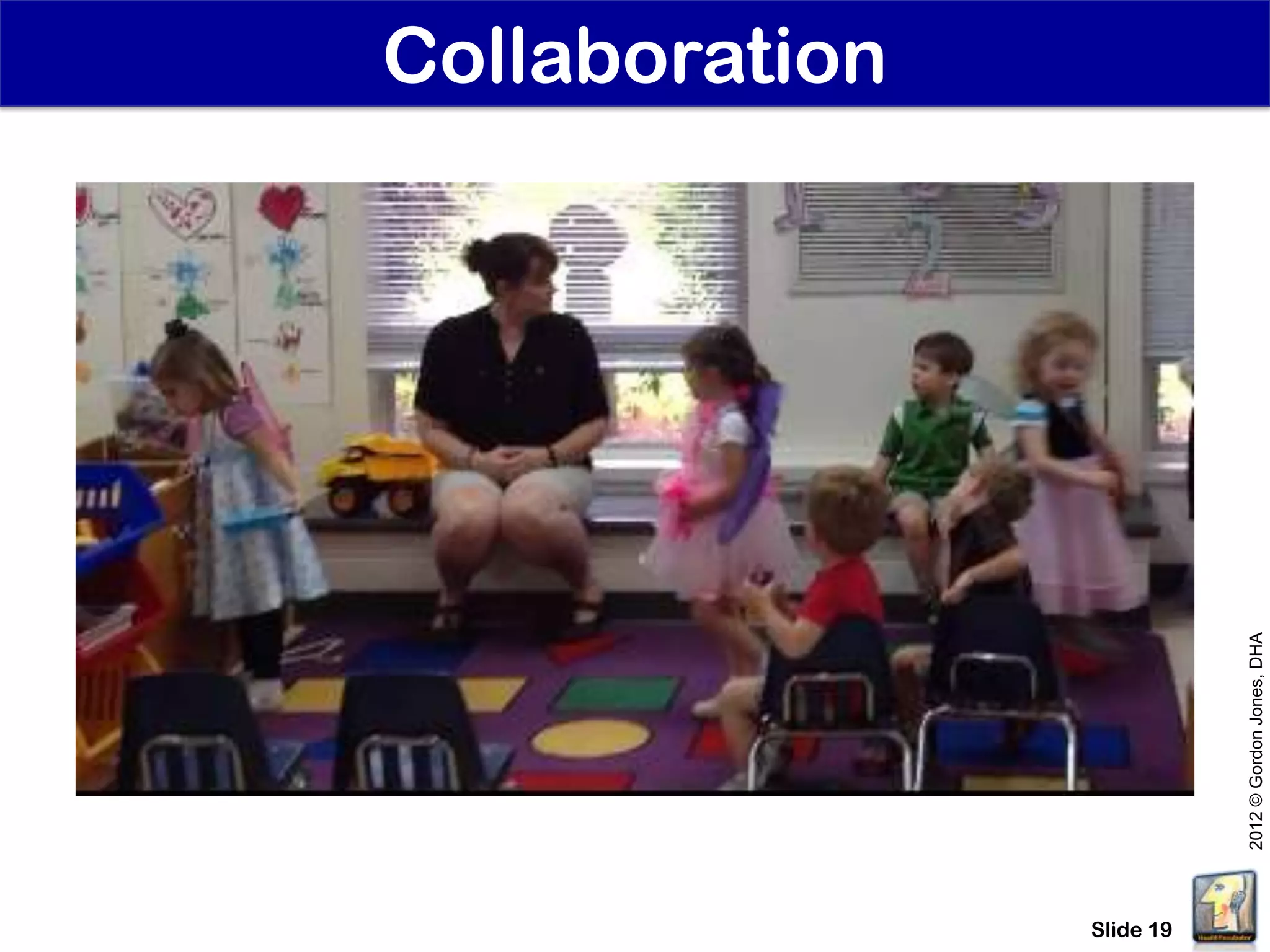 Collaboration




Slide 19




           2012 © Gordon Jones, DHA
 