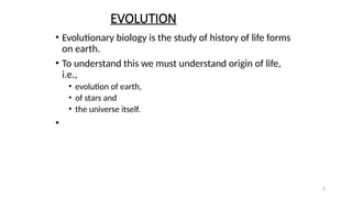 Comprehensive Overview of Evolutionary Biology and Origin of Life | PPT