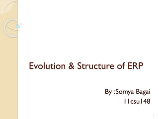 Evolution & Structure of ERP
By :Somya Bagai
11csu148
1
 
