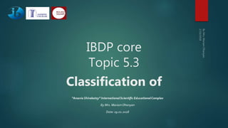 IBDP core
Topic 5.3
Classification of
 