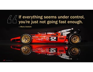 —Mario Andretti
If everything seems under control,
you’re just not going fast enough.
 
