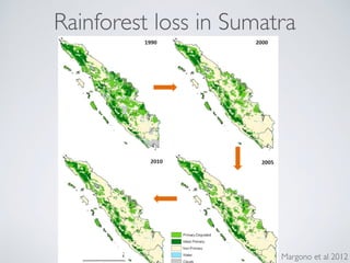 Rainforest loss in Sumatra
Margono et al 2012
 