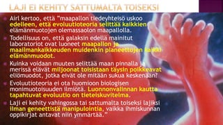 Evoluutioteoria ja tiede fi 12.1.2021