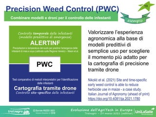 Davide RIZZO 2021
Attribution-ShareAlike 4.0
Precision Weed Control (PWC)
13
Combinare modelli e droni per il controllo de...
