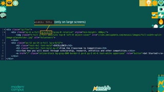 14 Insert slides with demo info for download use
width: 50%; (only on large screens)
 