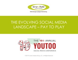 THE EVOLVING SOCIAL MEDIA
LANDSCAPE – PAY TO PLAY
© 2017 E-volve Creative Group, LLC., All Rights Reserved.
 