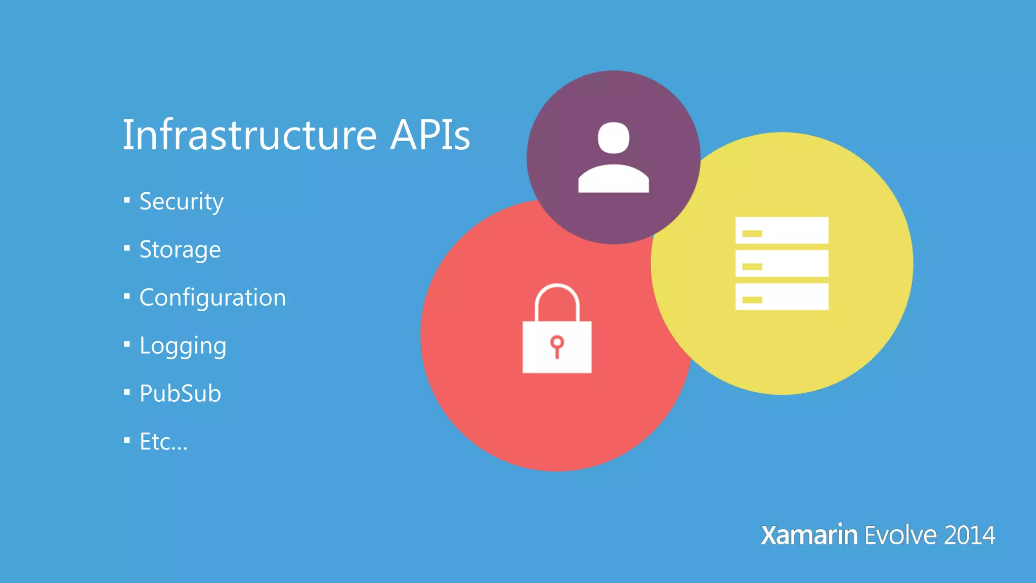 Infrastructure APIs 
■ Security 
■ Storage 
■ Configuration 
■ Logging 
■ PubSub 
■ Etc… 
 