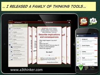 … I released a family of thinking tools…
www.a3thinker.com	
  
 