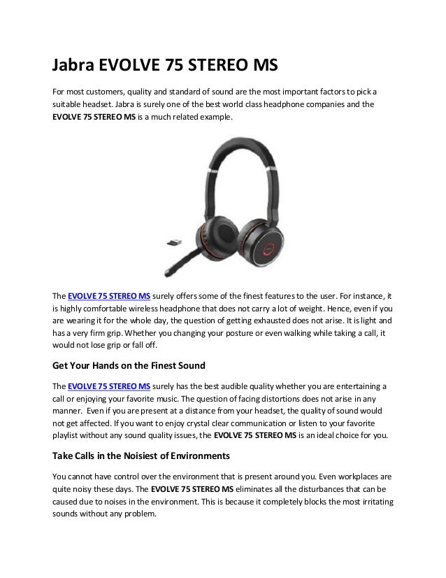 jabra evolve 75 noise cancelling