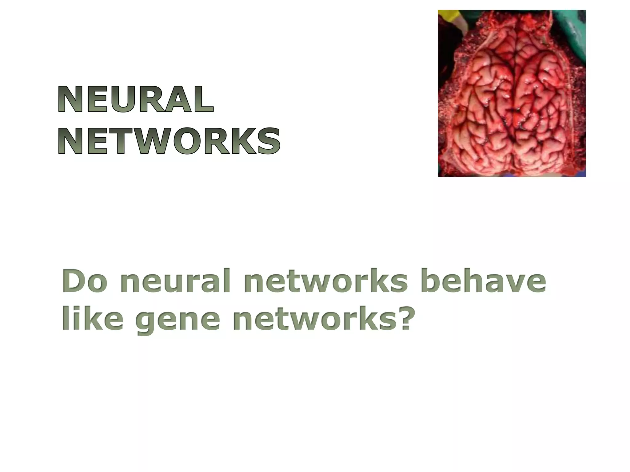 Neural NetworksDo neuralnetworksbehavelikegenenetworks?