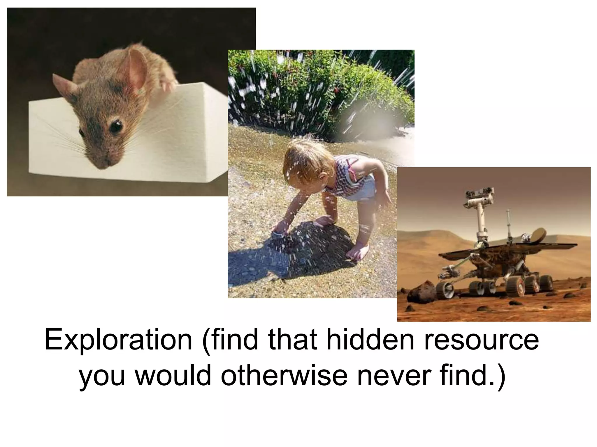 Exploration (find thathiddenresourceyouwouldotherwisenever find.)