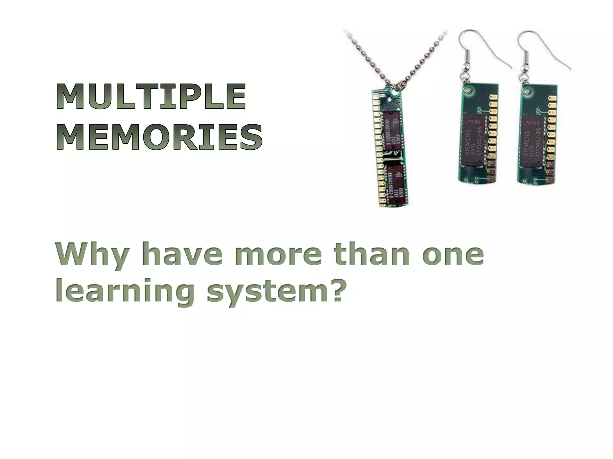 Multiple MemoriesWhyhavemorethanonelearningsystem?