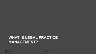 #ClioWeb
WHAT IS LEGAL PRACTICE
MANAGEMENT?
 
