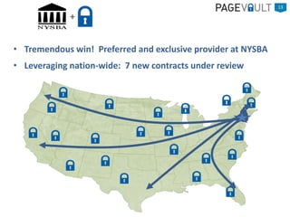 13
+
• Tremendous win! Preferred and exclusive provider at NYSBA
• Leveraging nation-wide: 7 new contracts under review
 