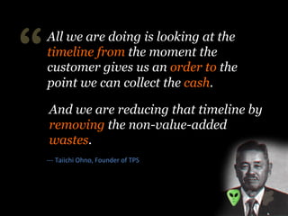 “ All we are doing is looking at the 
timeline from the moment the 
customer gives us an order to the 
point we can collec...