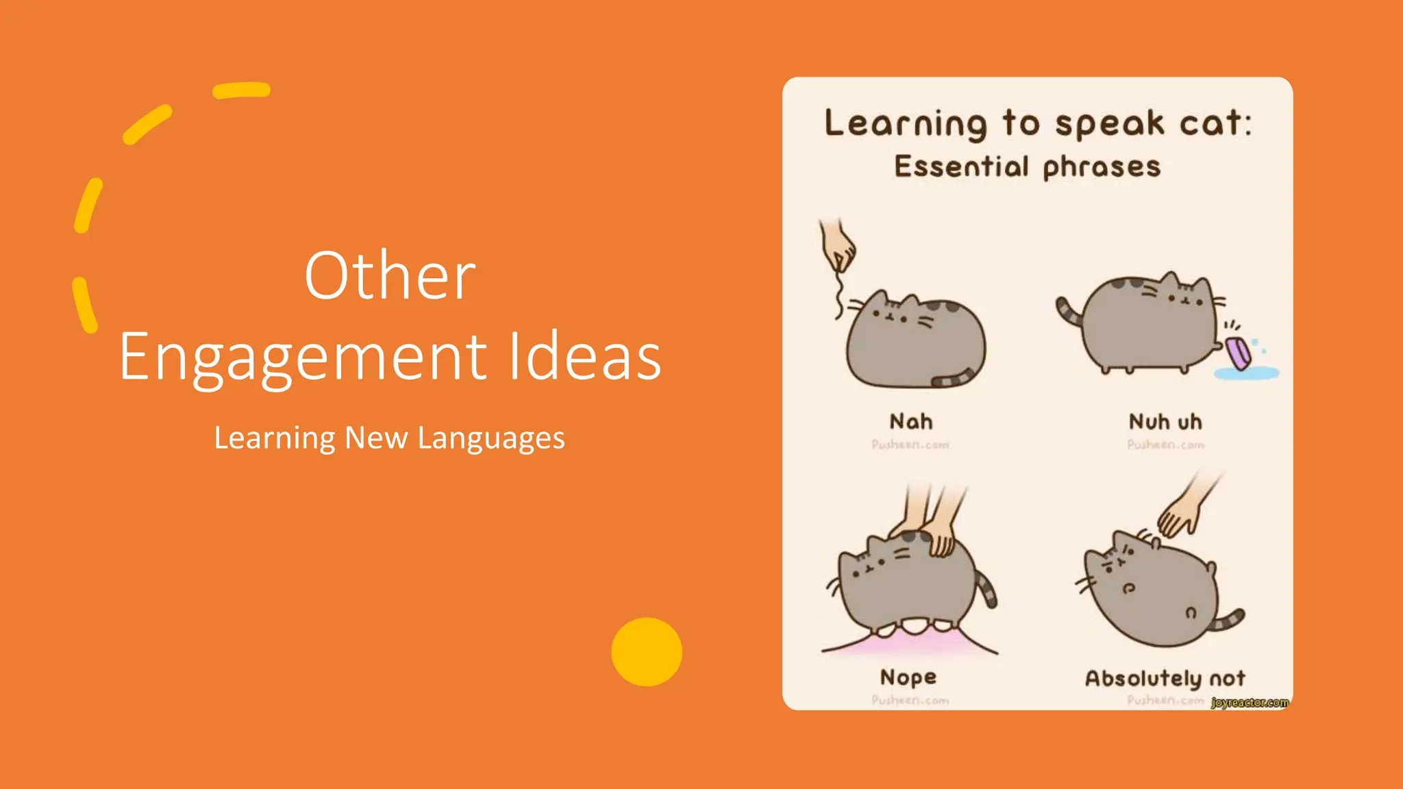 Other
Engagement Ideas
Learning New Languages
 