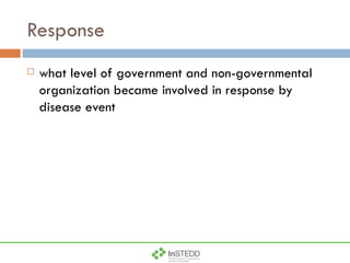 Response what level of government and non-governmental organization became involved in response by disease event 