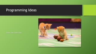 Programming Ideas
Other than Open Play
 