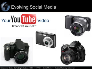 Evolving Social Media
Your

Video

56
Enterprise Online Marketing Solutions < SEO > < PPC > < Social Media > < On-Line Marketing Solutions >

 