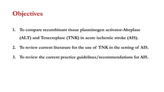 Tnk Objective Evolving landscape in the management of Acute Ischemic Stroke | PPTX