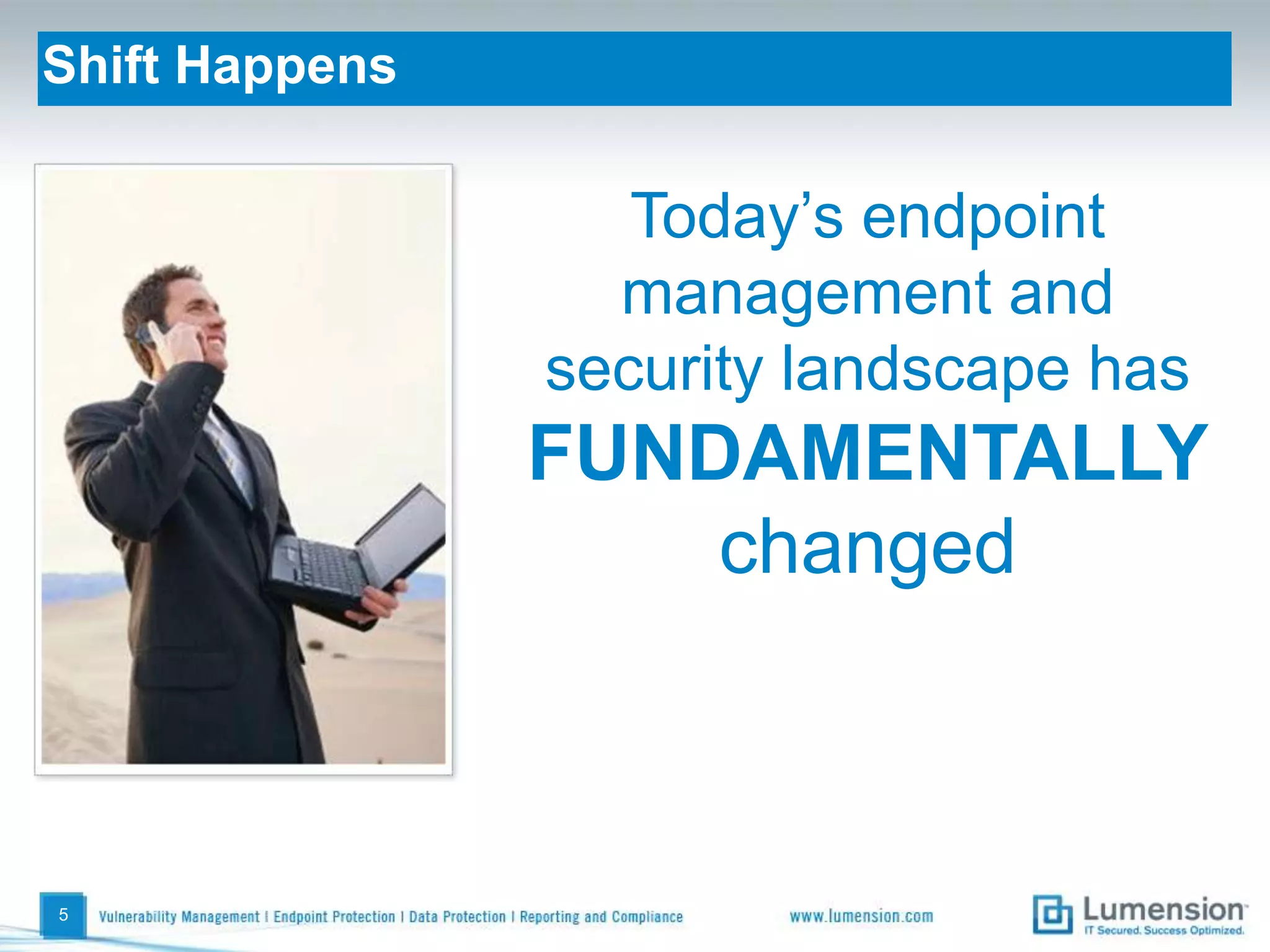 Shift Happens5Today’s endpoint management and security landscape has FUNDAMENTALLYchanged