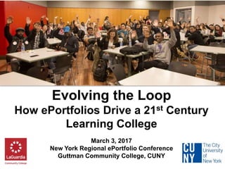 Evolving the Loop
How ePortfolios Drive a 21st Century
Learning College
March 3, 2017
New York Regional ePortfolio Conference
Guttman Community College, CUNY
 