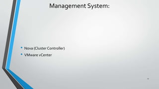 Management System:
• Nova (Cluster Controller)
• VMware vCenter
27
 