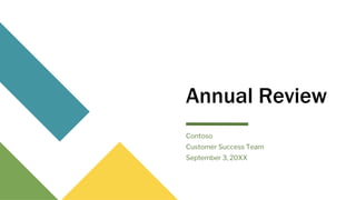 Annual Review
Contoso
Customer Success Team
September 3, 20XX
 