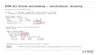 39 Copyright © 2009 Juniper Networks, Inc. www.juniper.net
EVPN All Active multihoming – verification: Aliasing
 