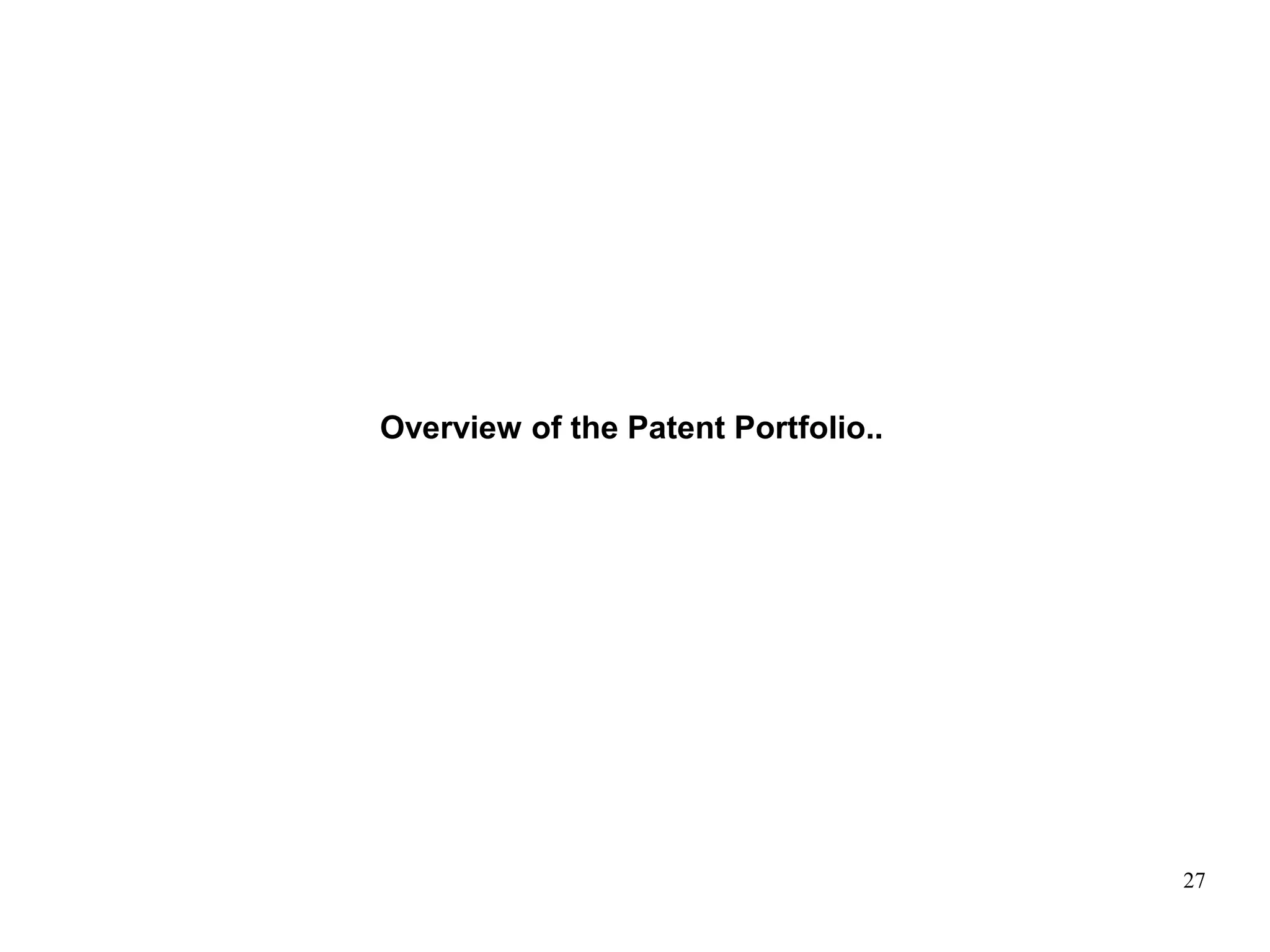 27
Overview of the Patent Portfolio..
 
