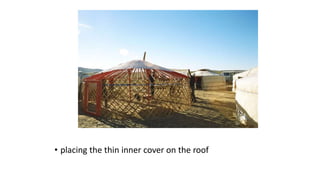 • placing the thin inner cover on the roof
 