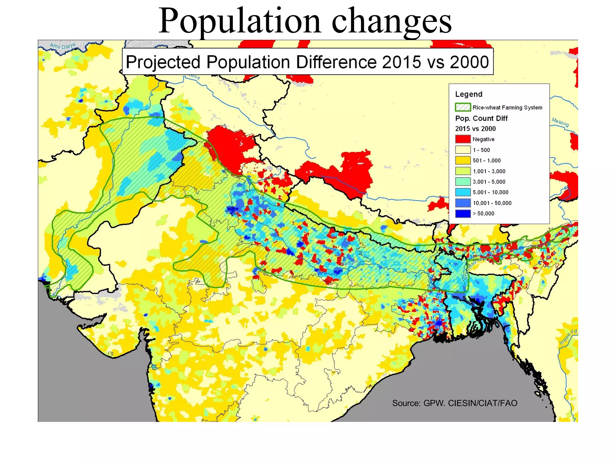 Population changes Source: GPW. CIESIN/CIAT/FAO 