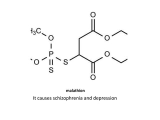 malathion
It causes schizophrenia and depression
 